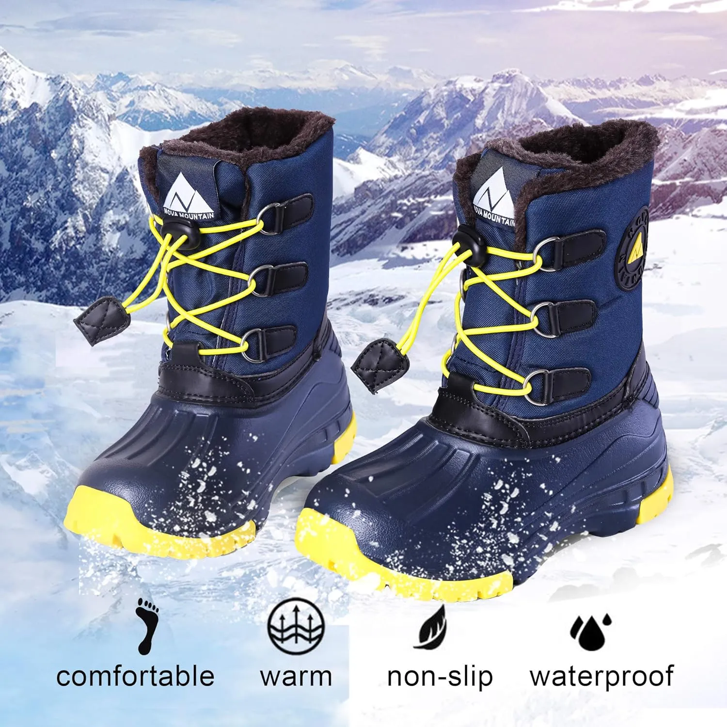 Nova Mountain Boy's and Girl's Waterproof Winter Snow Boots
