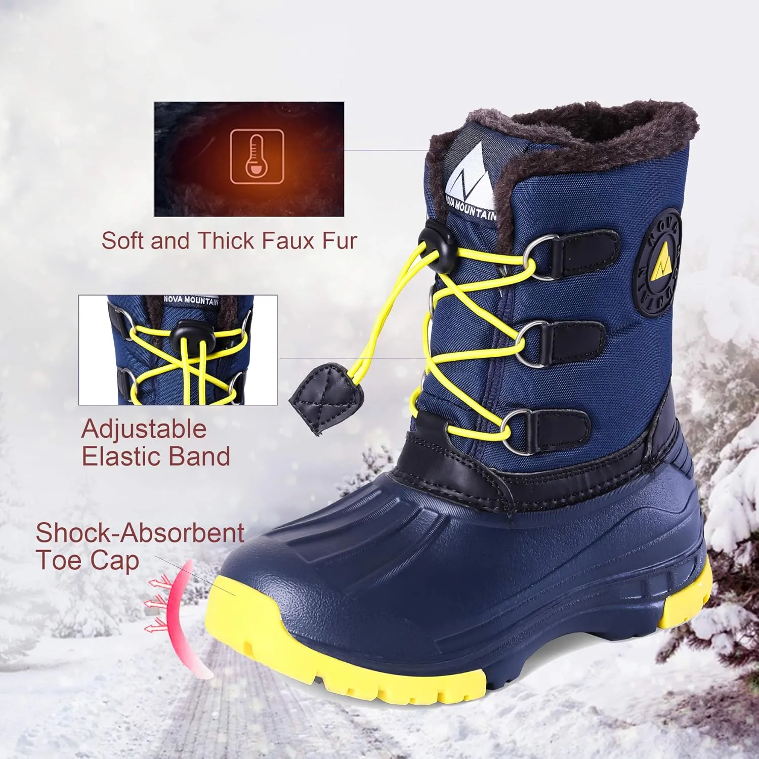 Nova Mountain Boy's and Girl's Waterproof Winter Snow Boots