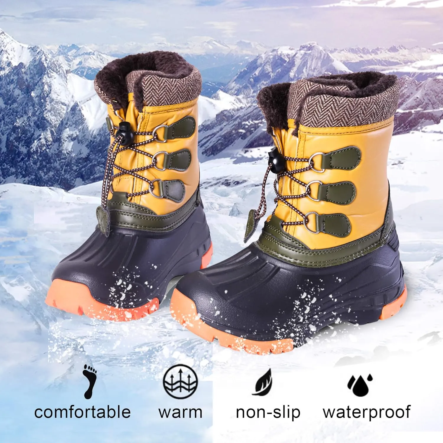 Nova Mountain Boy's and Girl's Waterproof Winter Snow Boots