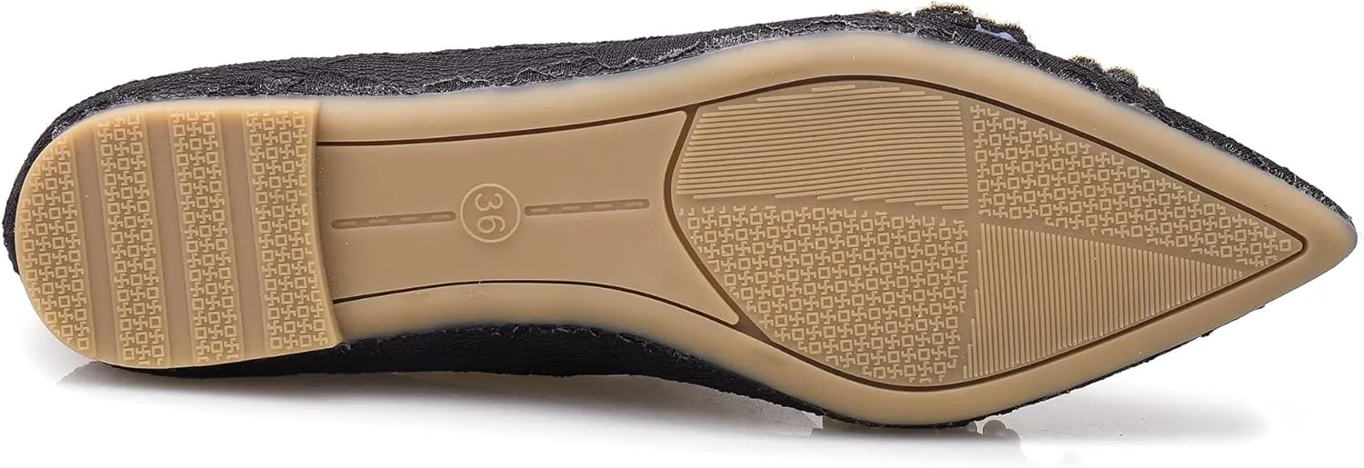 Pearl Decoration Women's Flat Bottom Pointed Toe One Step Flat Bottom Flat Bottom Shoes