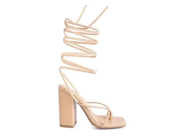 Pole Dance Lace Up Block Heeled Sandal