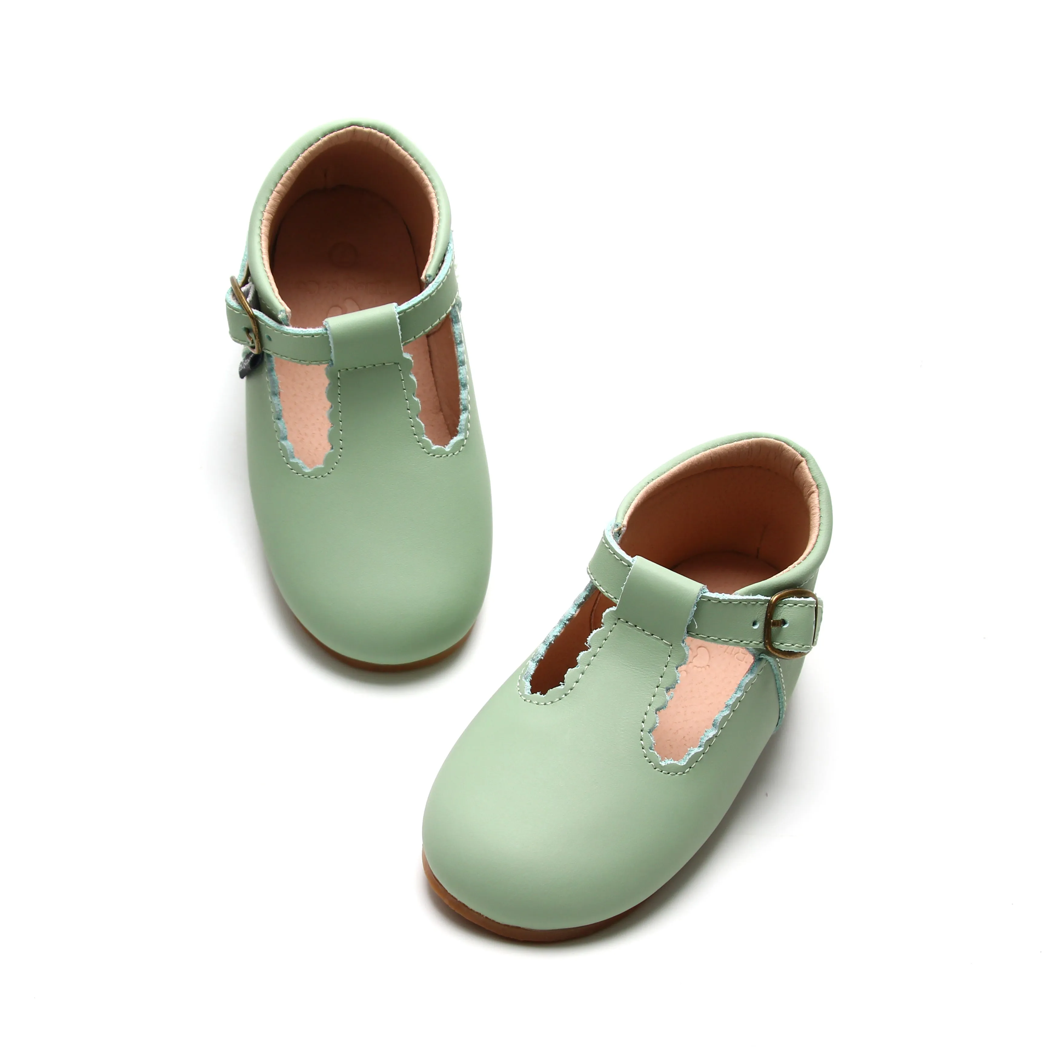 Riley T-Straps - Scalloped - Pistachio