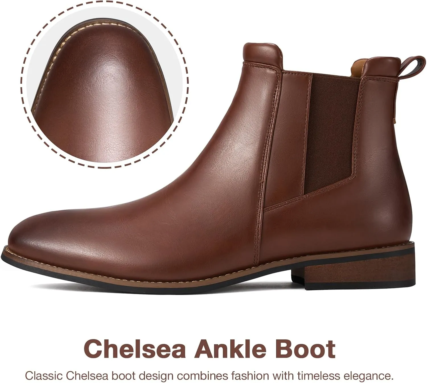 Rollda Mens Chelsea Boots Casual Ankle Boots Dress Boots Elastic Slip on Boots for Men