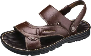 Sandals Men Summer Casual Leather Sandals Leather Beach Shoes Slip