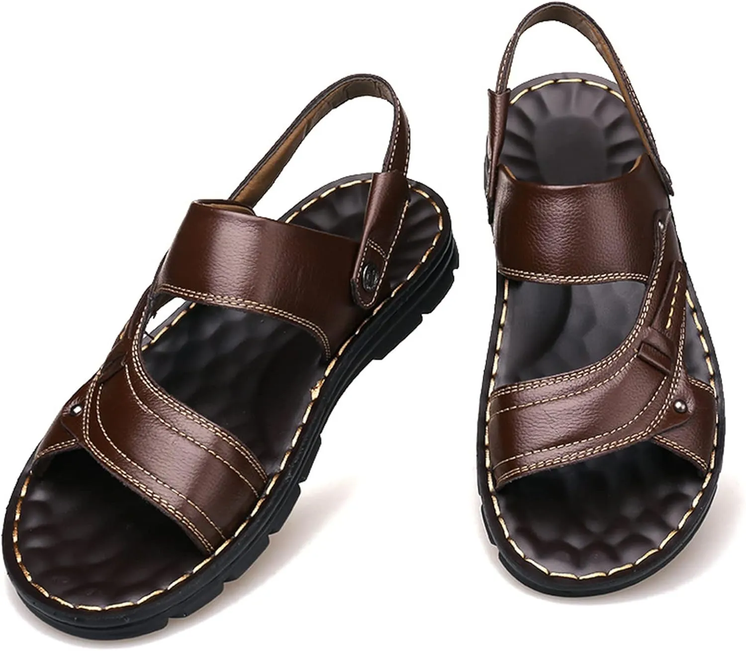 Sandals Men Summer Casual Leather Sandals Leather Beach Shoes Slip