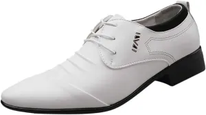 Shoes Suit Shoe Casual Shoes Male Wedding Lace Leather Men Comfortable Business Men's Leather Shoes Fashion Shoes (White, 39)