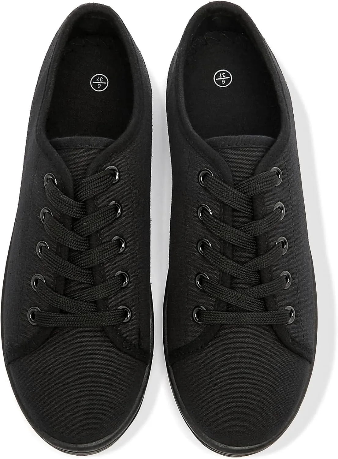 Shupua Women's Casual Canvas Sneakers, White, Lace Up Flats