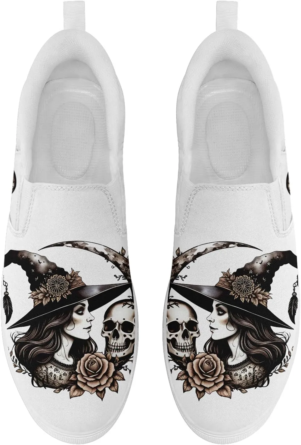 Skull Canvas Slip on Shoes Fashion Sneakers Loafers Casual Walking Shoes for Men Women