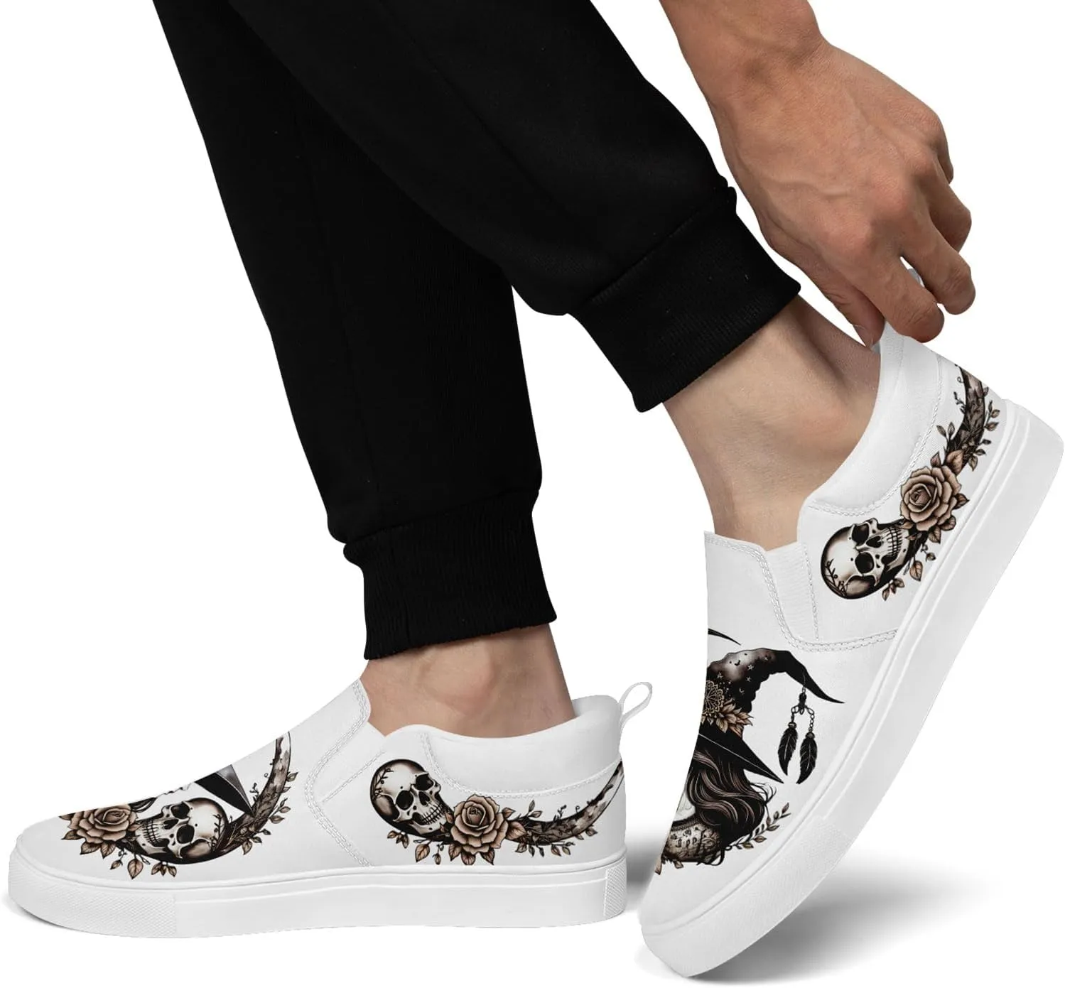 Skull Canvas Slip on Shoes Fashion Sneakers Loafers Casual Walking Shoes for Men Women