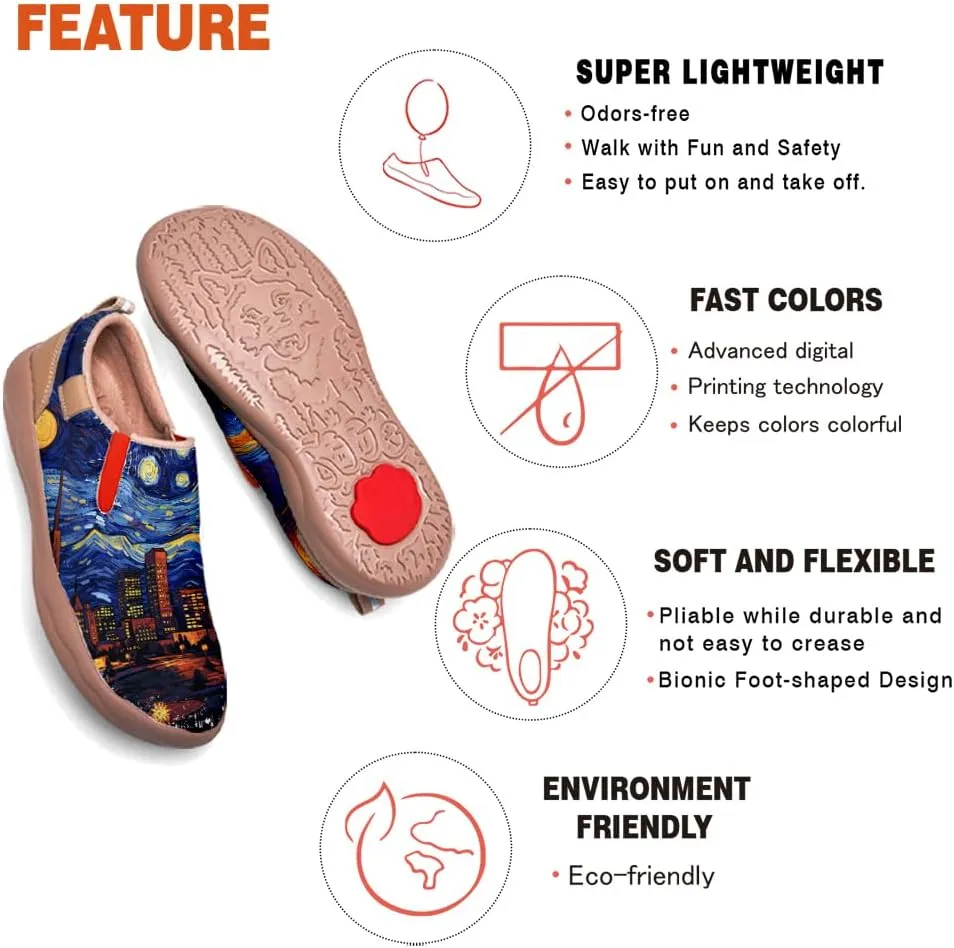 Slip On Loafers for Women Lightweight Comfort Casual Shoes Art Painted Travel Sneakers