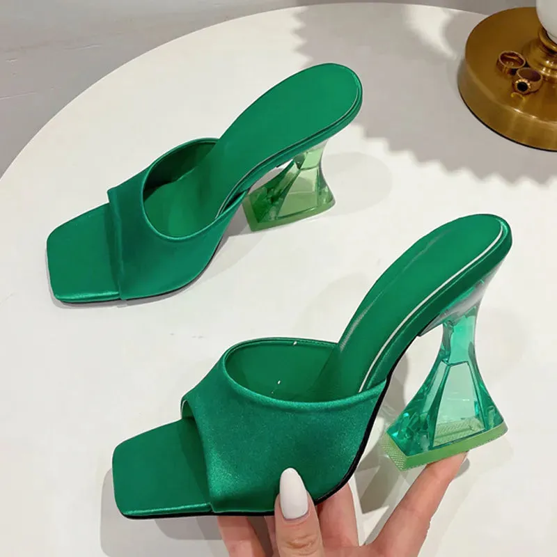Square Toe Mule High Heel Sandals