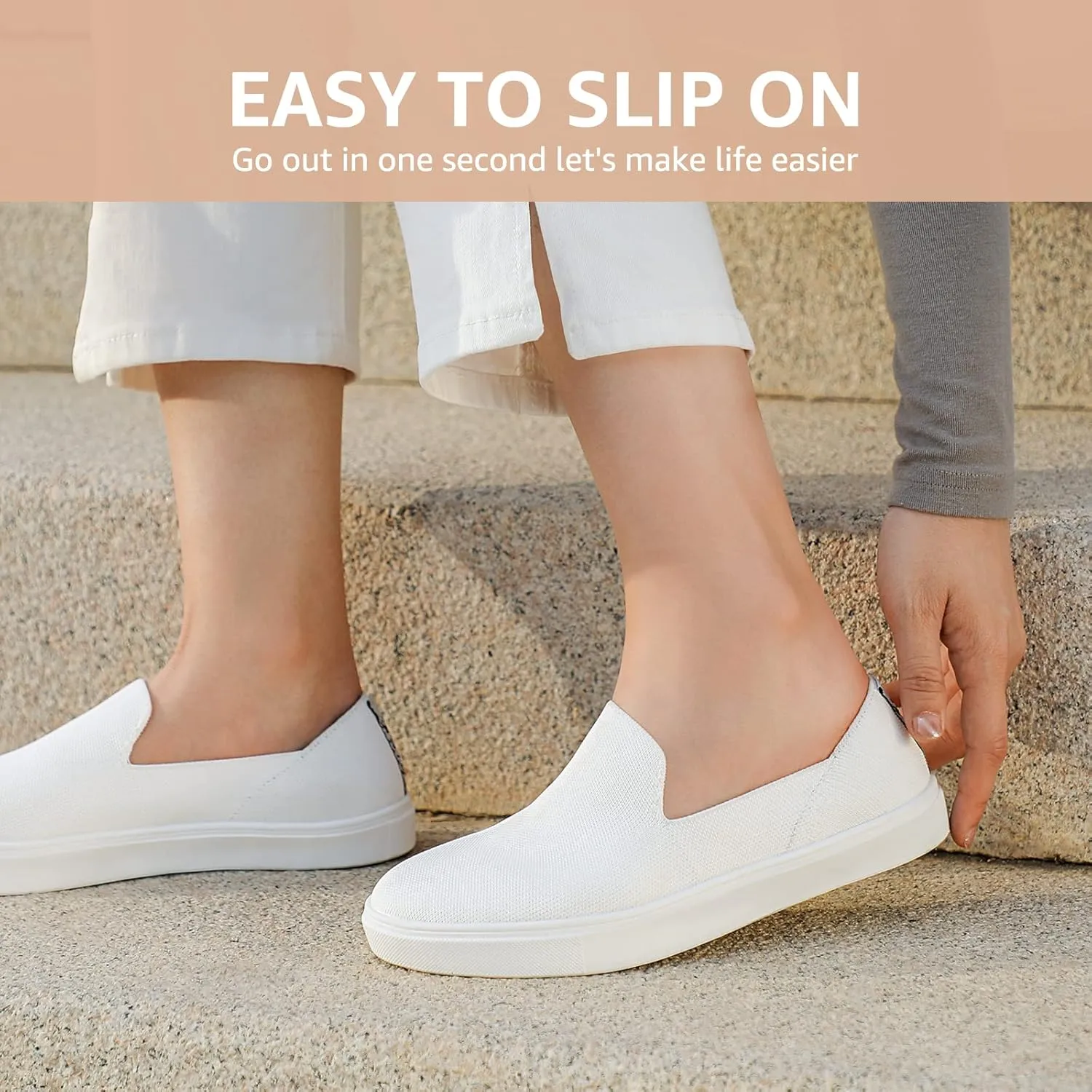 STQ Slip on Shoes for Women Breathable Fashion Sneakers Comfortable Knit Casual Shoes