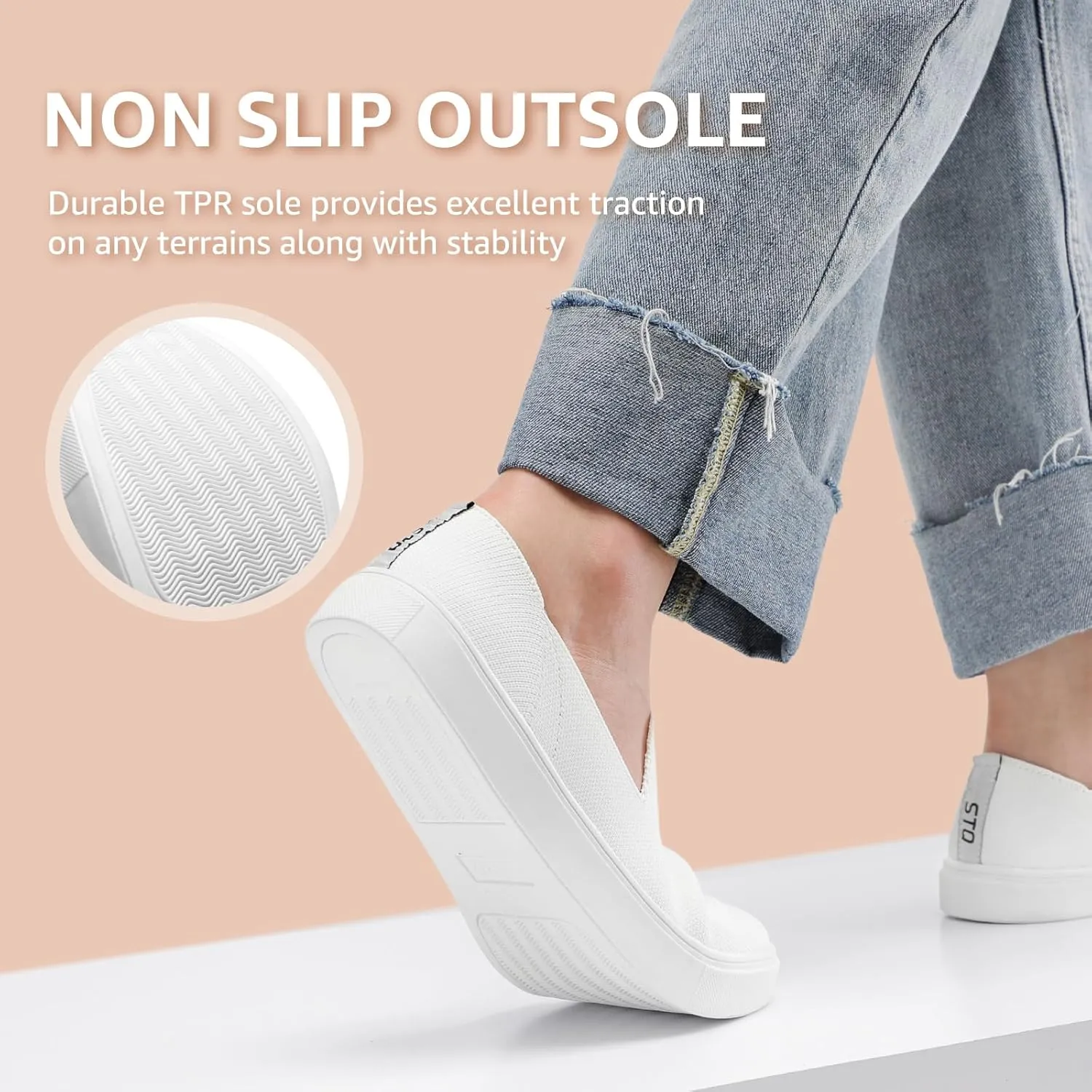 STQ Slip on Shoes for Women Breathable Fashion Sneakers Comfortable Knit Casual Shoes