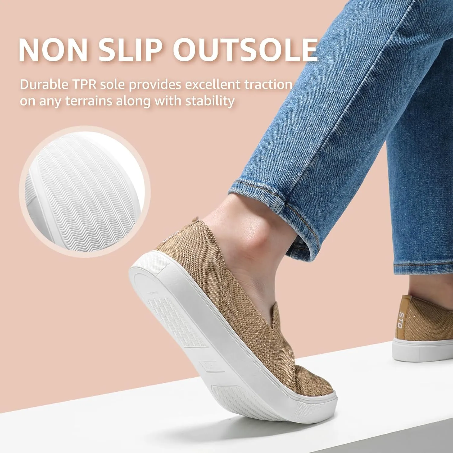 STQ Slip on Shoes for Women Breathable Fashion Sneakers Comfortable Knit Casual Shoes