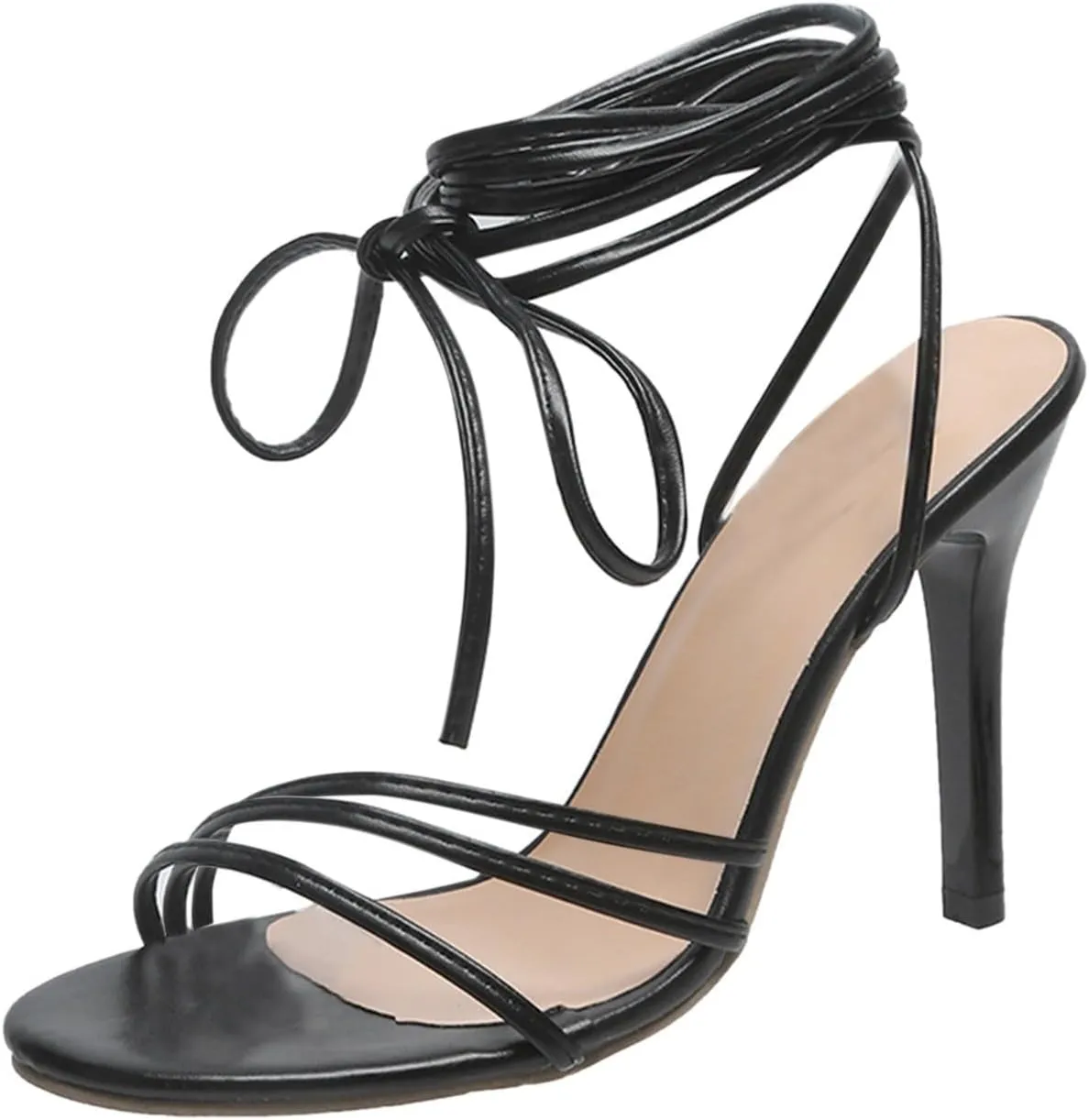 Summer Slide Sandals Women Flat Comfortable Dressy Elastic Ankle Strap Open Toe Casual Low Wedge Heel