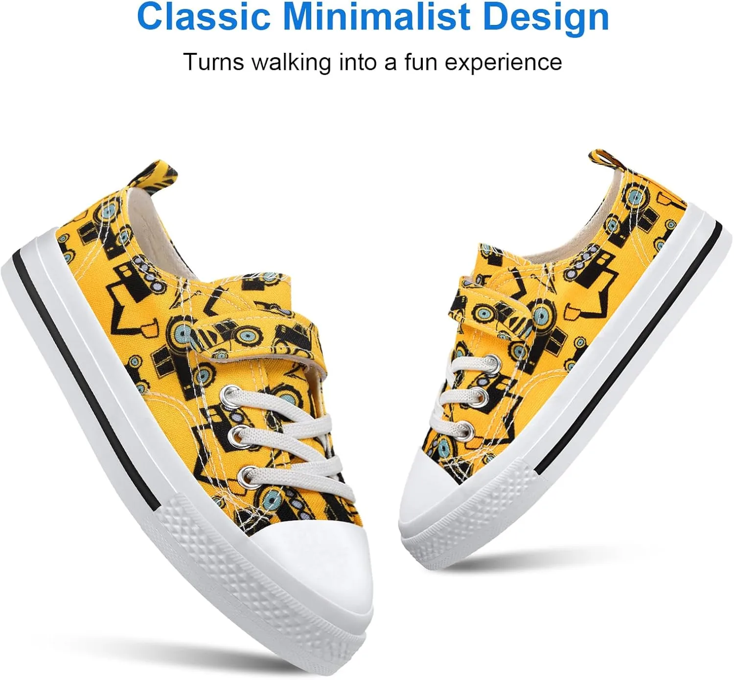 Toddler Boys Girls Slip On Canvas Sneakers Cartoon Dinasour Printed Little Kid Unisex Adjustable Strap Walking Shoes Lazy Shoes with Hook and Loops