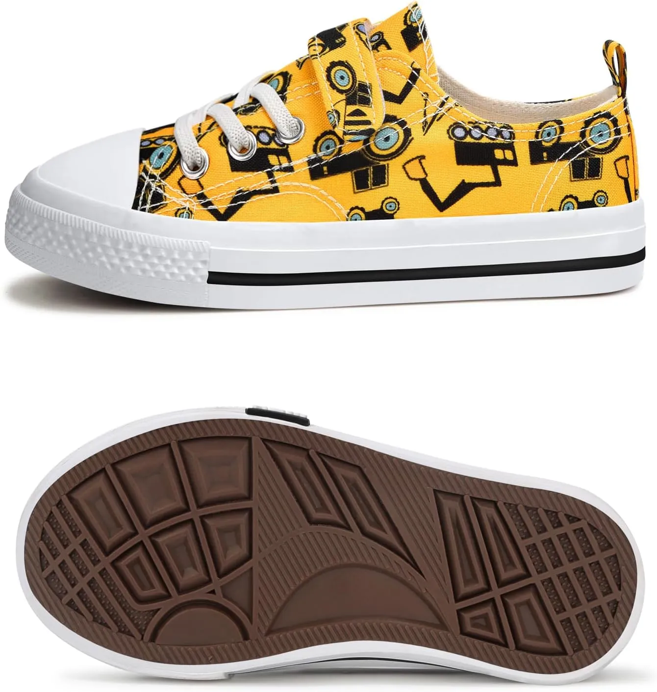 Toddler Boys Girls Slip On Canvas Sneakers Cartoon Dinasour Printed Little Kid Unisex Adjustable Strap Walking Shoes Lazy Shoes with Hook and Loops