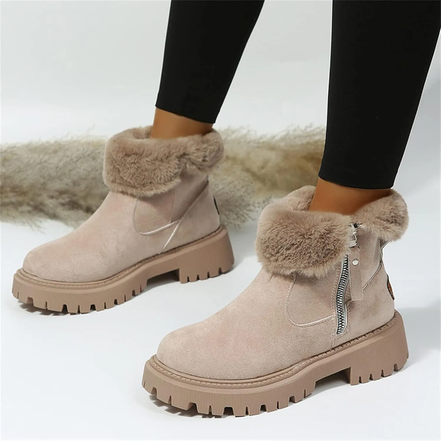Trending Winter Boots For Women 2024 Snow Boots Slip on Fur Lined Cold Weather Warm Ankle Booties Loafers Shoes