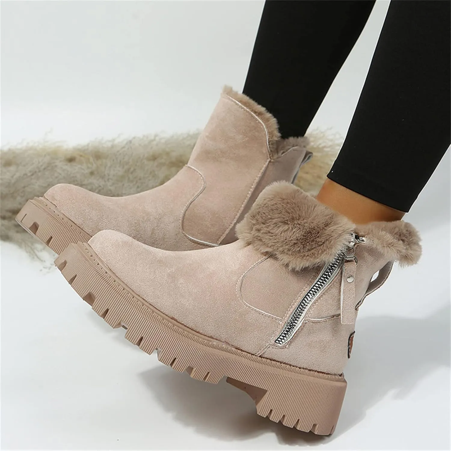 Trending Winter Boots For Women 2024 Snow Boots Slip on Fur Lined Cold Weather Warm Ankle Booties Loafers Shoes