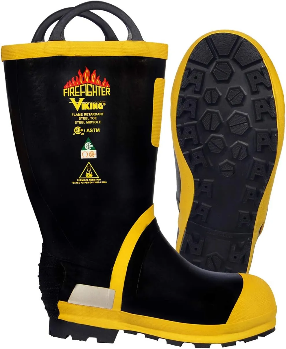 Viking Men's 14 Felt Lined Firefighter and EMS Boots with Chemical Resistant FR Upper, and Steel Toe, EH