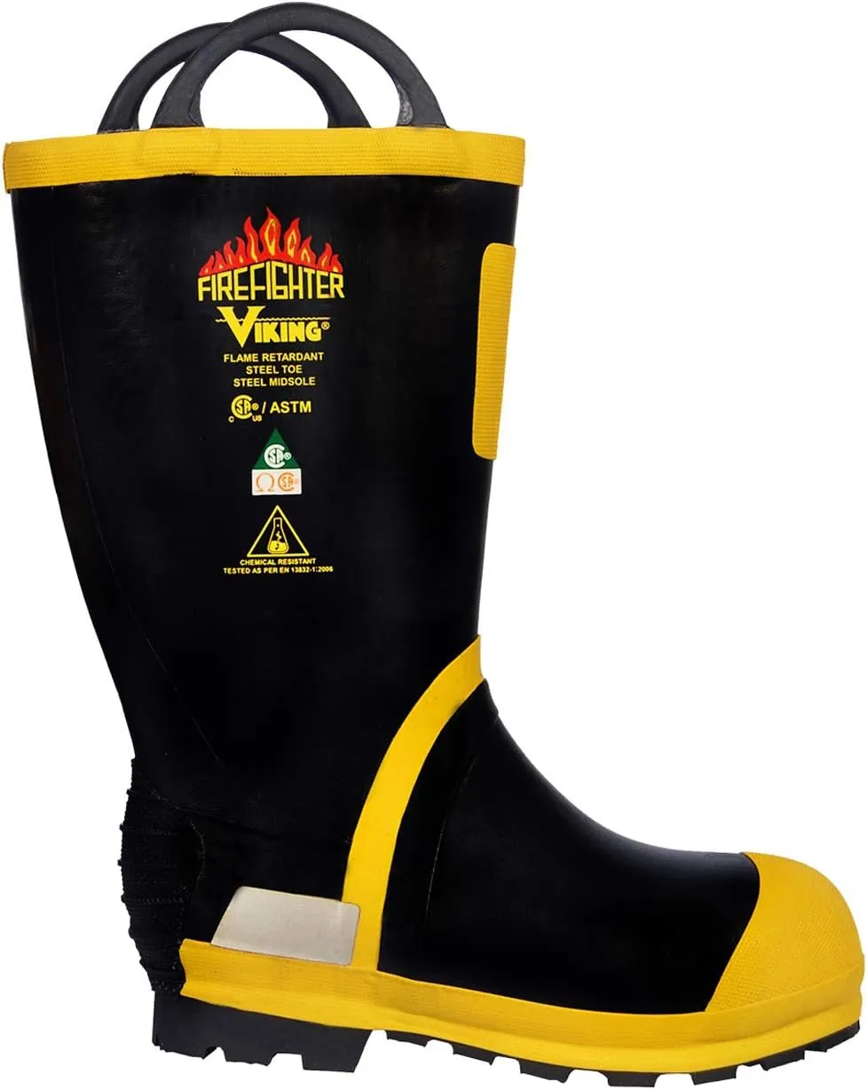 Viking Men's 14 Felt Lined Firefighter and EMS Boots with Chemical Resistant FR Upper, and Steel Toe, EH