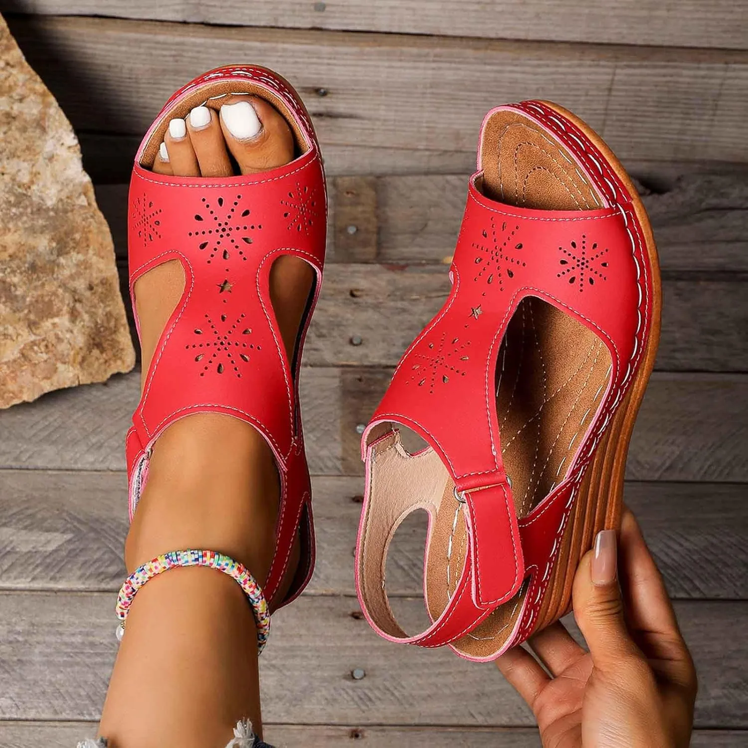 Wedge Sandals Women Closed Toe Comfortable with Massage Function Platform Sandals Wedding Sandals for Women