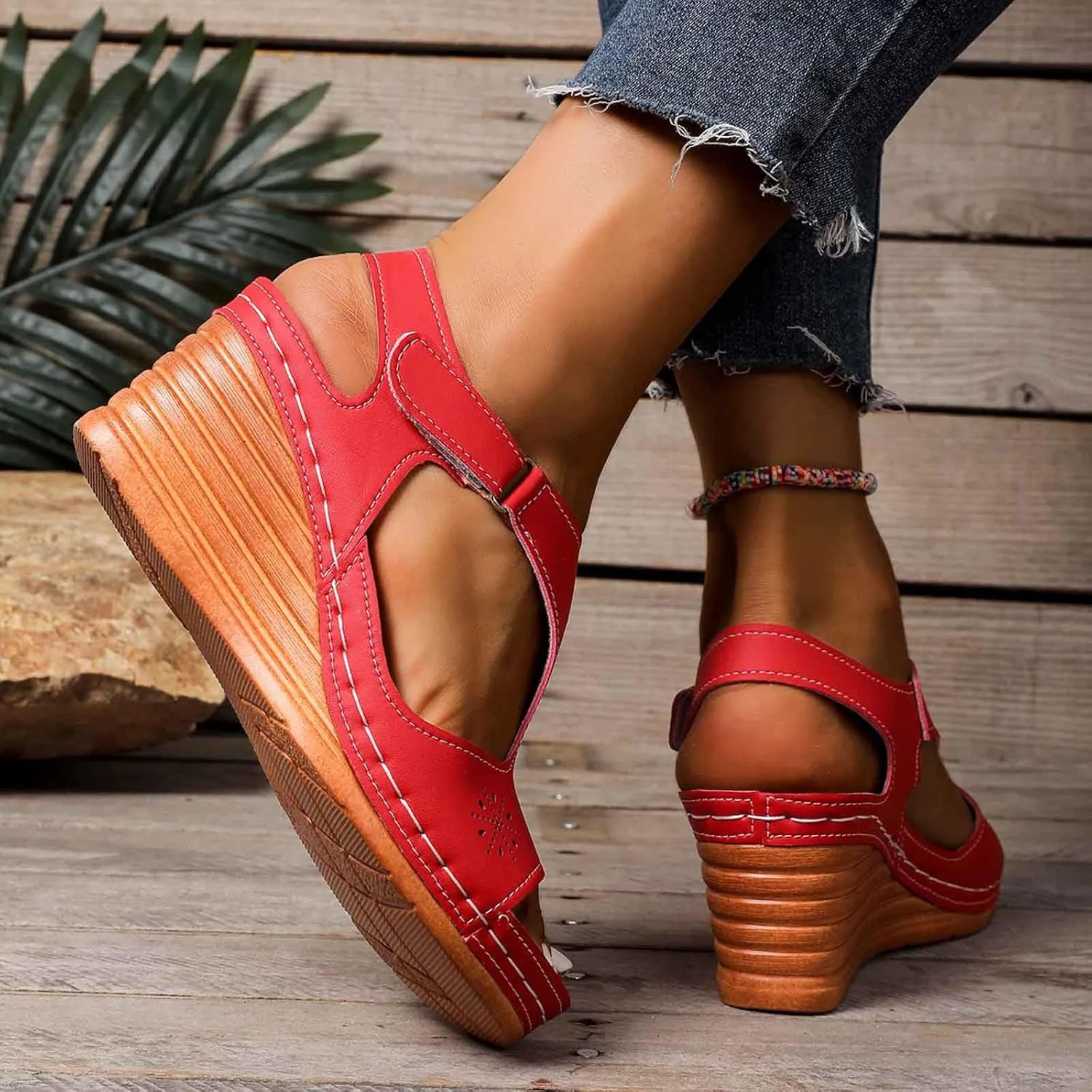 Wedge Sandals Women Closed Toe Comfortable with Massage Function Platform Sandals Wedding Sandals for Women