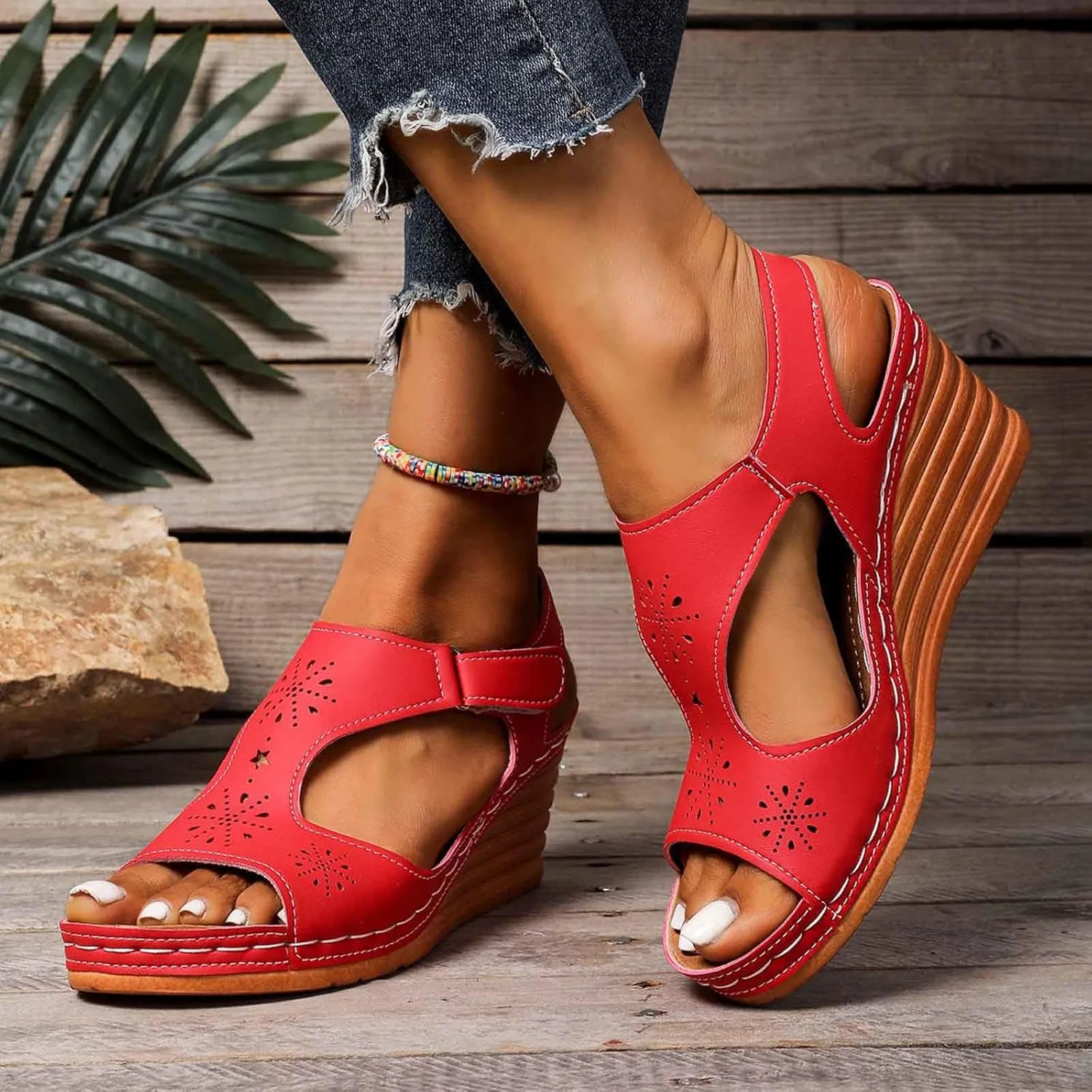 Wedge Sandals Women Closed Toe Comfortable with Massage Function Platform Sandals Wedding Sandals for Women