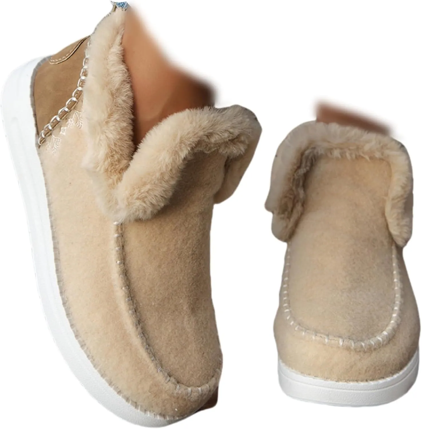 Winter Boots For Women 2024 Dressy Snow Boots Warm Ankle Booties Slip On Fur Lined Comfortable Fashion Loafers Shoes