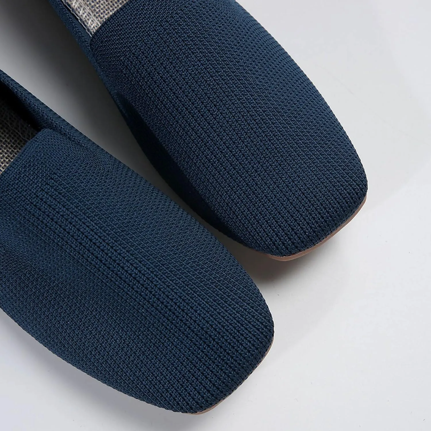 Women Casual Shoes Fashion Simple Solid Color Simple Square Toe Mesh Breathable and Comfortable Flat Slip High Heel