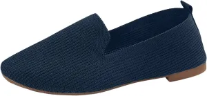 Women Casual Shoes Fashion Simple Solid Color Simple Square Toe Mesh Breathable and Comfortable Flat Slip High Heel