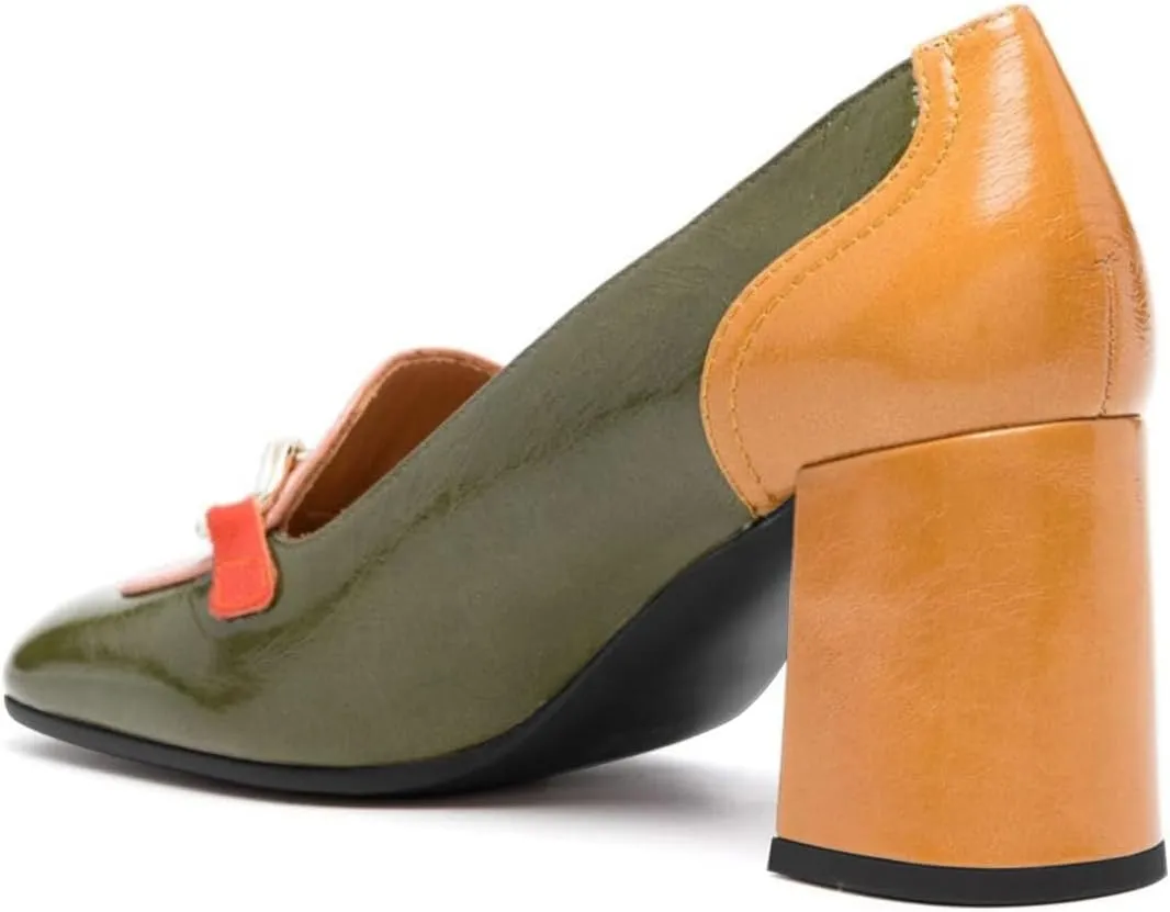 Women Fashion Chain Chunky High Heel Slip on Loafers Closed Round Toe Casual Party Event Pumps Size 4-16 US
