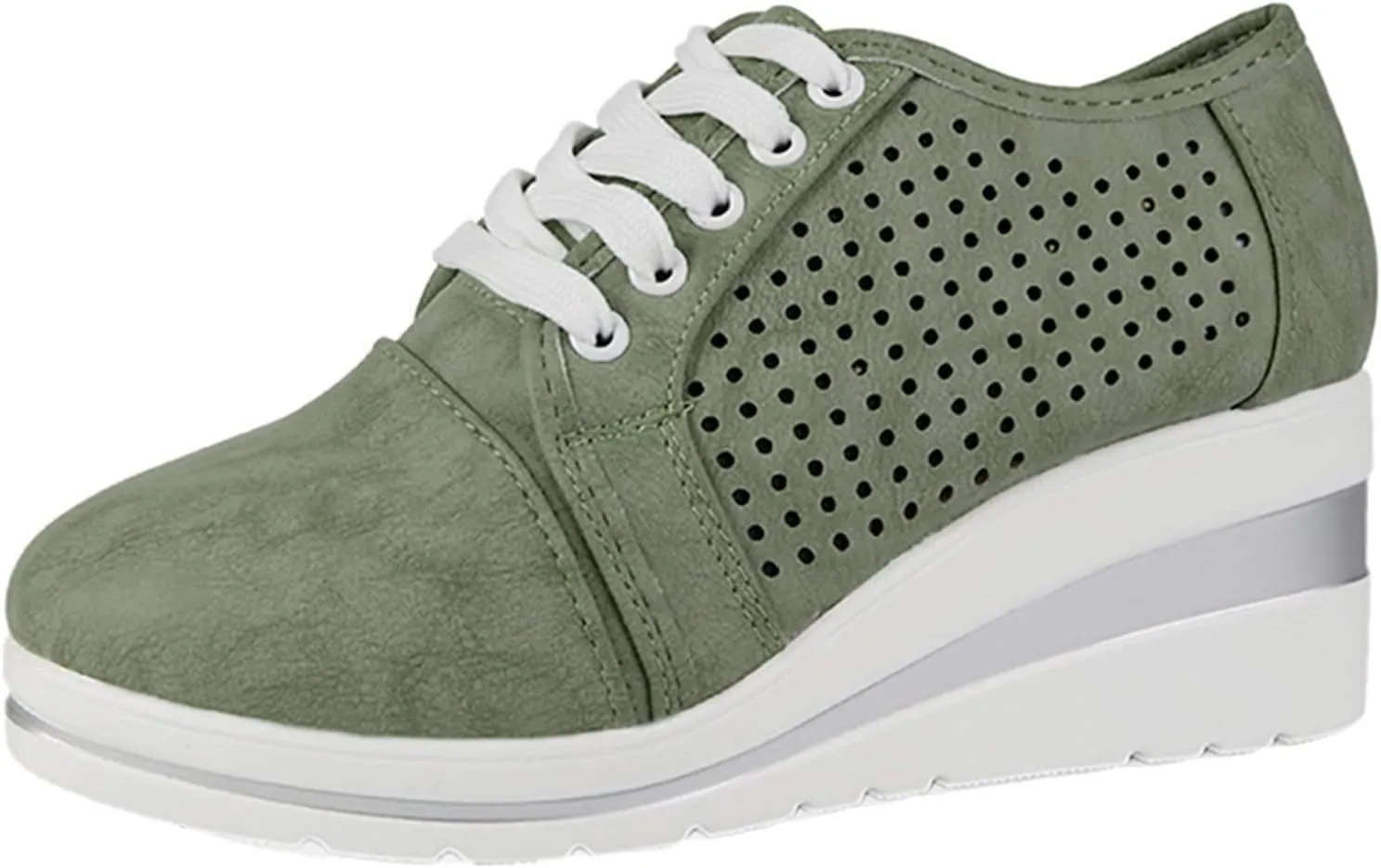 Women Roman Large Size Hollow Out Wedges Height Increasing Casual Shoes Men Casual Shoes Boots (Green, 6.5)