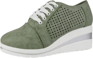 Women Roman Large Size Hollow Out Wedges Height Increasing Casual Shoes Men Casual Shoes Boots (Green, 6.5)