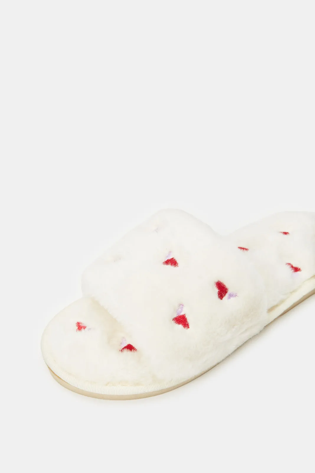 Women White Embroidered Slipper