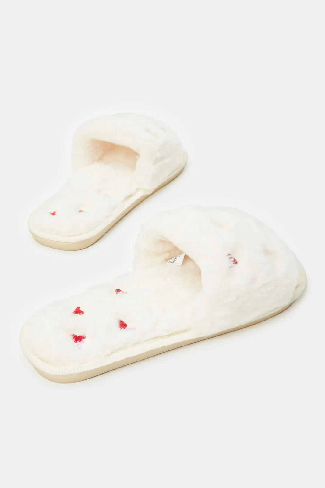 Women White Embroidered Slipper