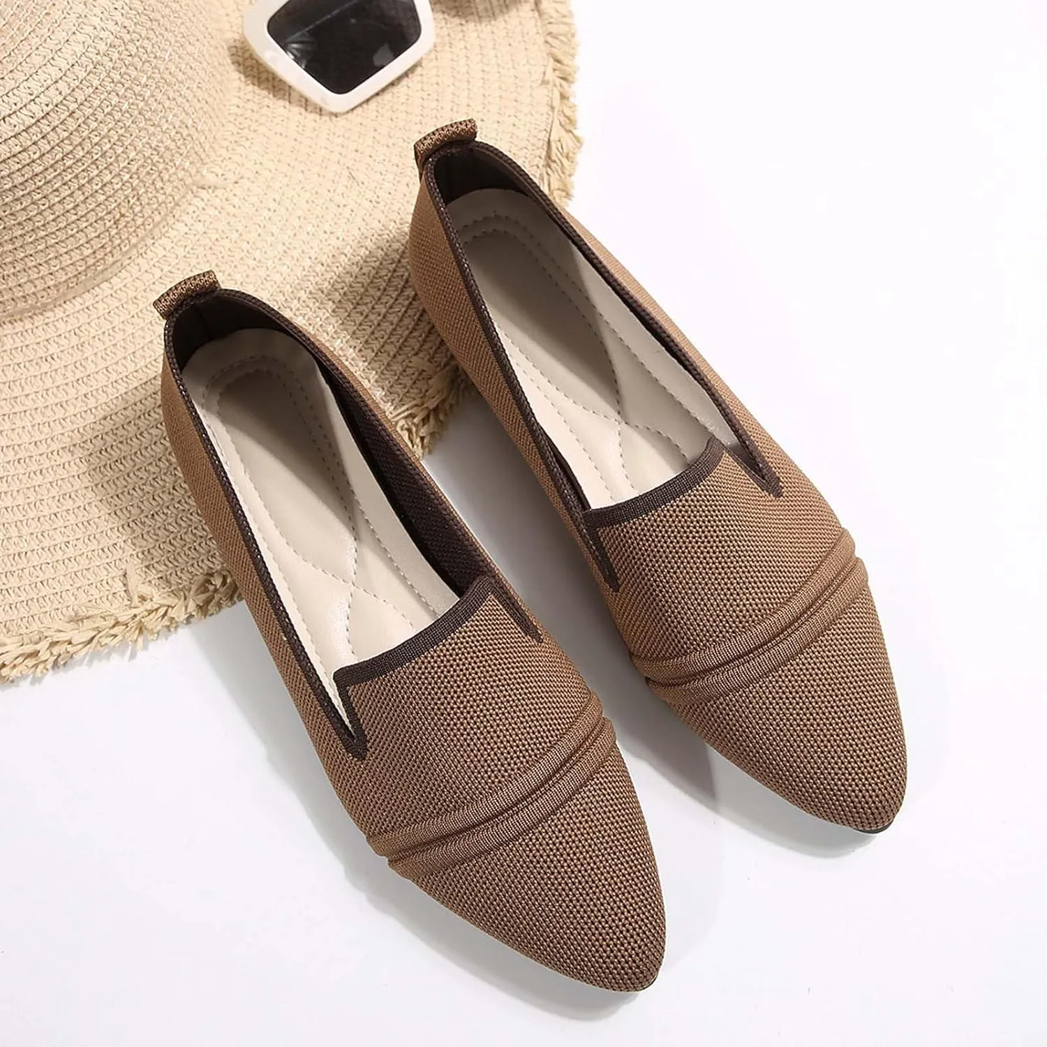 Women's Breathable Comfortable Pointed Toe Casual Shoes for Spring Summer Fashion Flat Walking Slip On Loafers