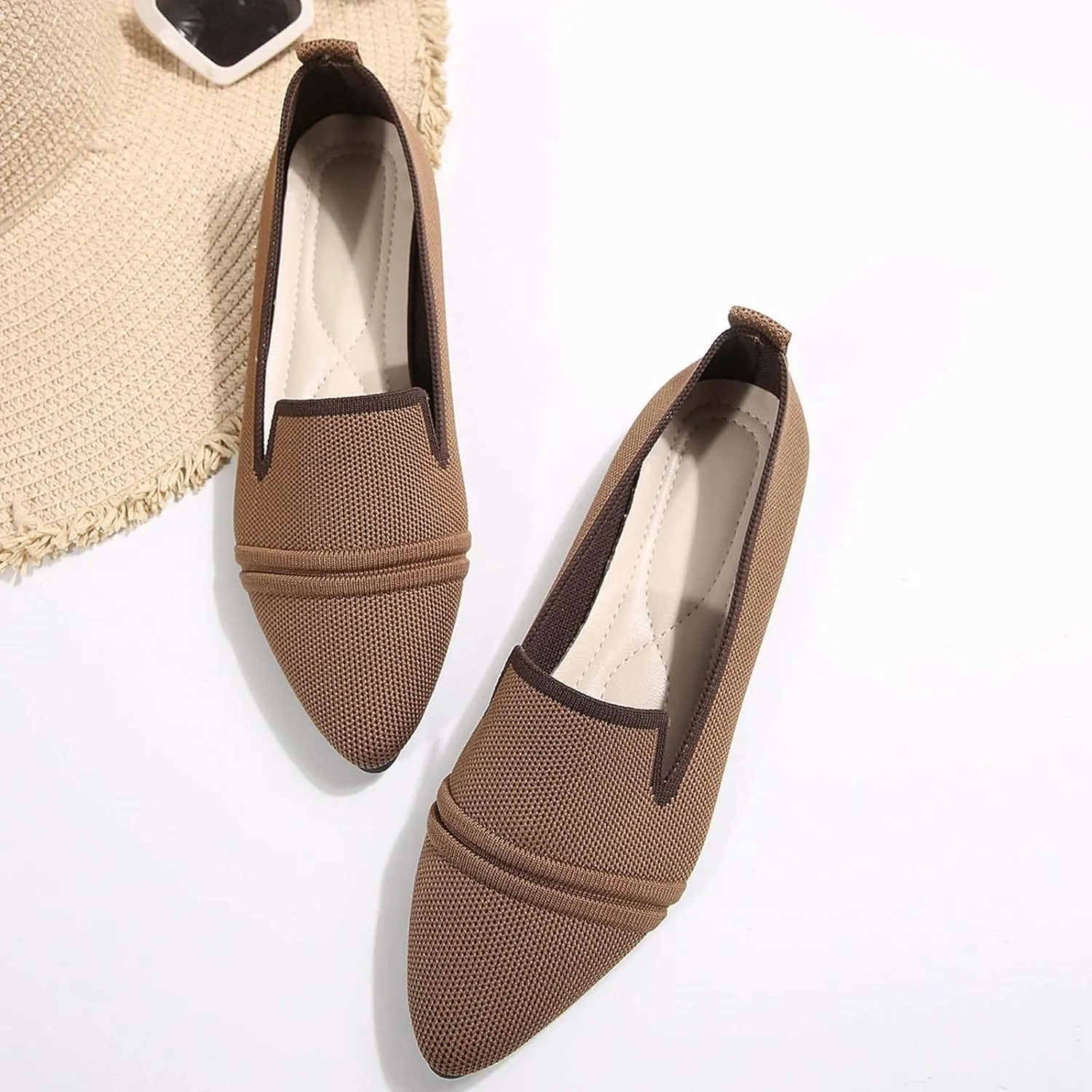 Women's Breathable Comfortable Pointed Toe Casual Shoes for Spring Summer Fashion Flat Walking Slip On Loafers