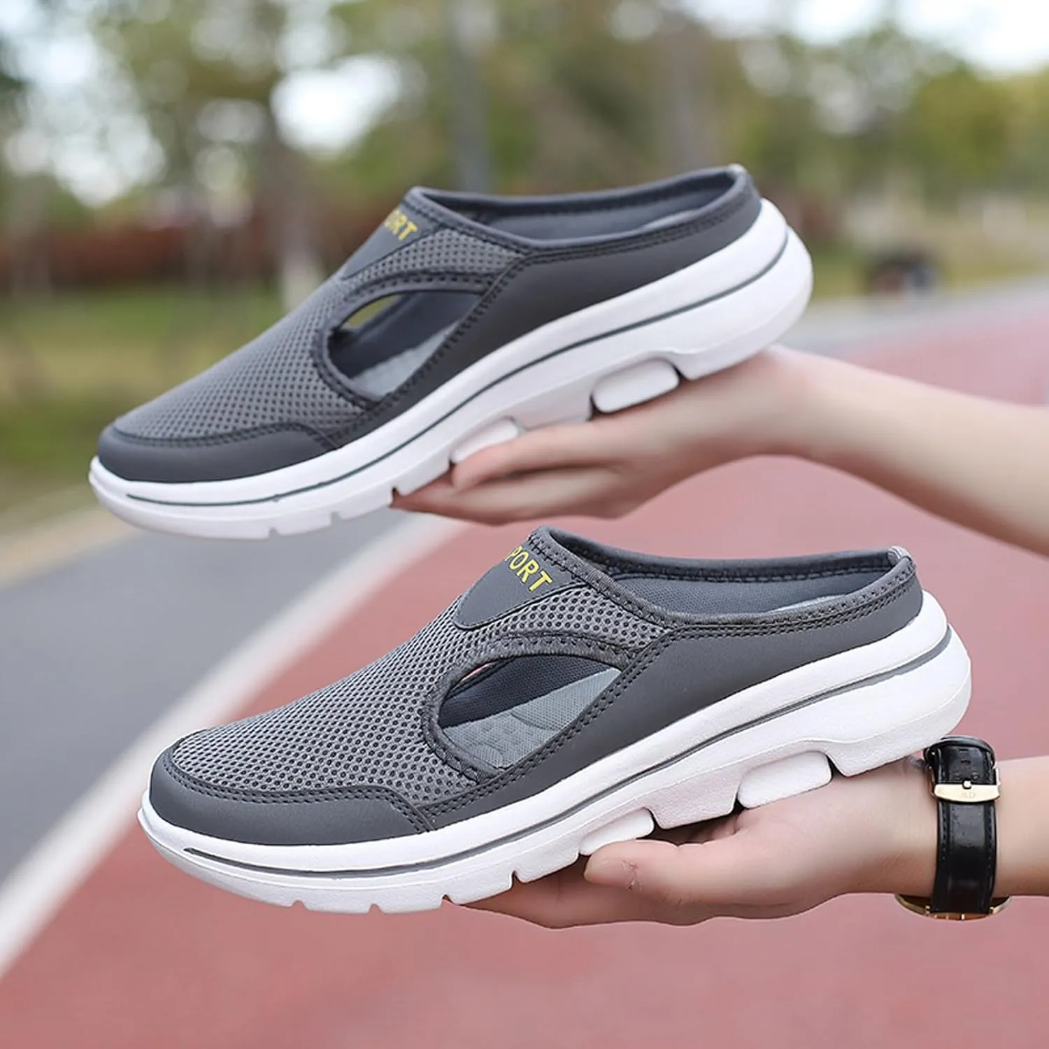 Women's Breathable Mesh Slip On Loafers Comfortable Mid Heel Sneakers for Walking Yoga Beach Casual Summer Shoes