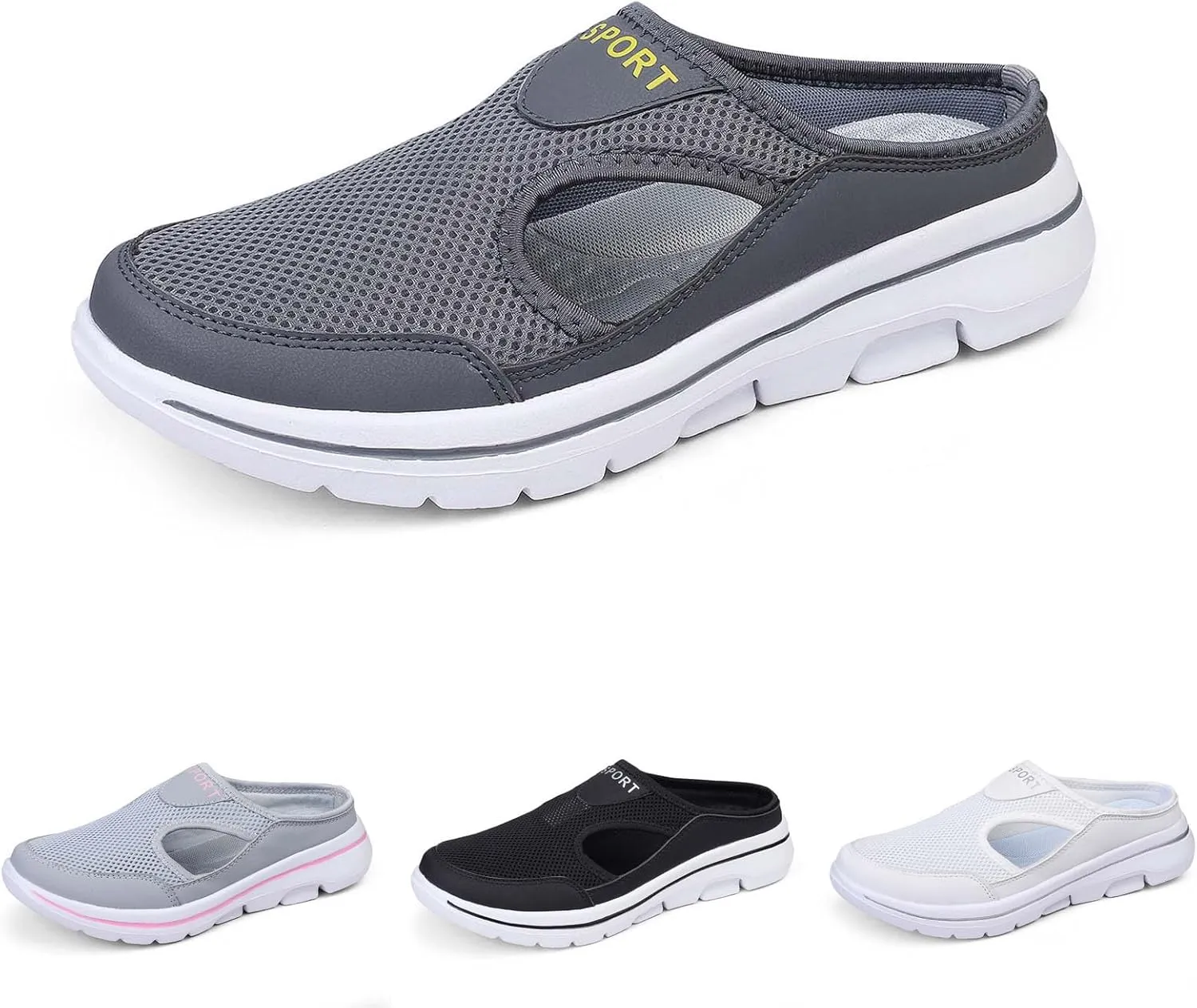 Women's Breathable Mesh Slip On Loafers Comfortable Mid Heel Sneakers for Walking Yoga Beach Casual Summer Shoes