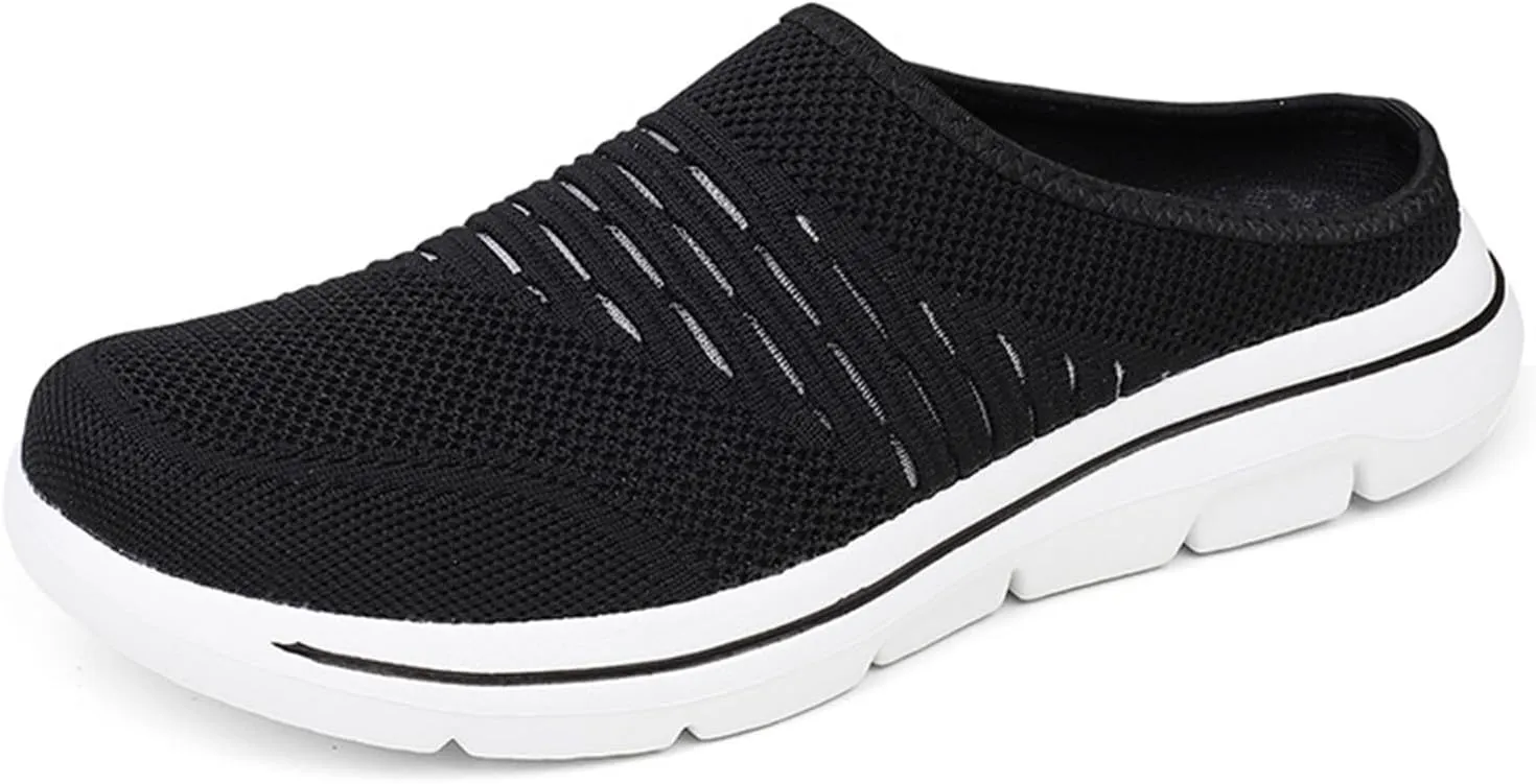 Womens Breathable Mesh Walking Mules Lightweight Breathable Slippers Mesh Slip-on Mule Shoes Orthopedic Closed Toe Sandal