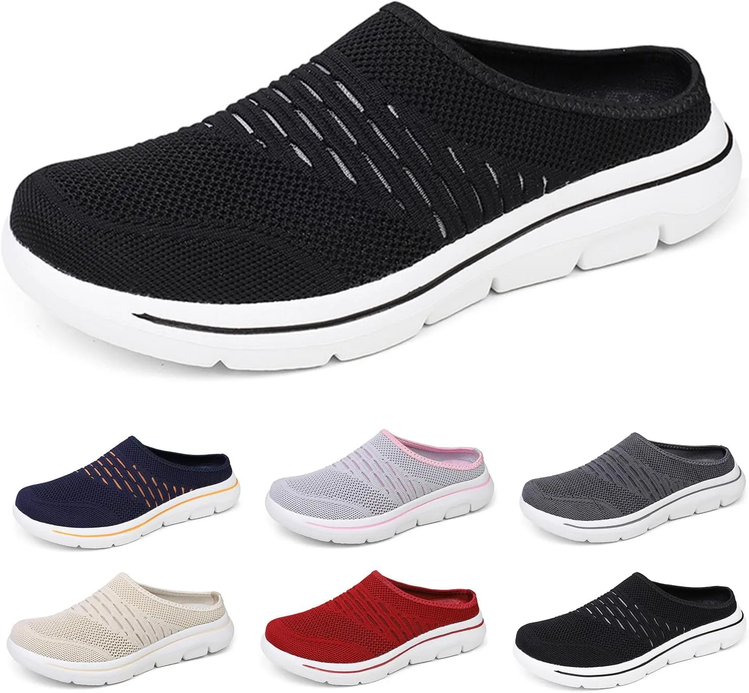 Womens Breathable Mesh Walking Mules Lightweight Breathable Slippers Mesh Slip-on Mule Shoes Orthopedic Closed Toe Sandal
