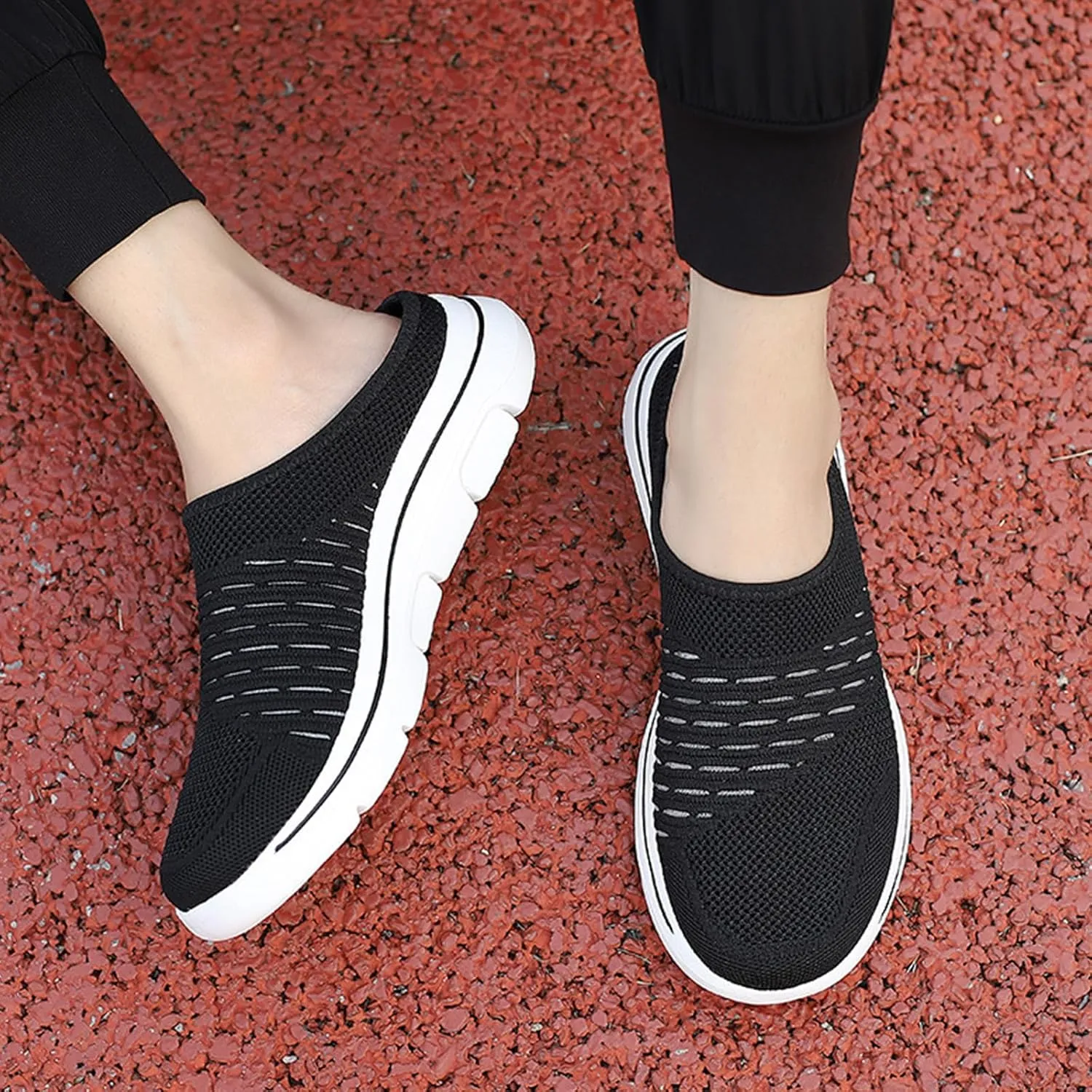 Womens Breathable Mesh Walking Mules Lightweight Breathable Slippers Mesh Slip-on Mule Shoes Orthopedic Closed Toe Sandal