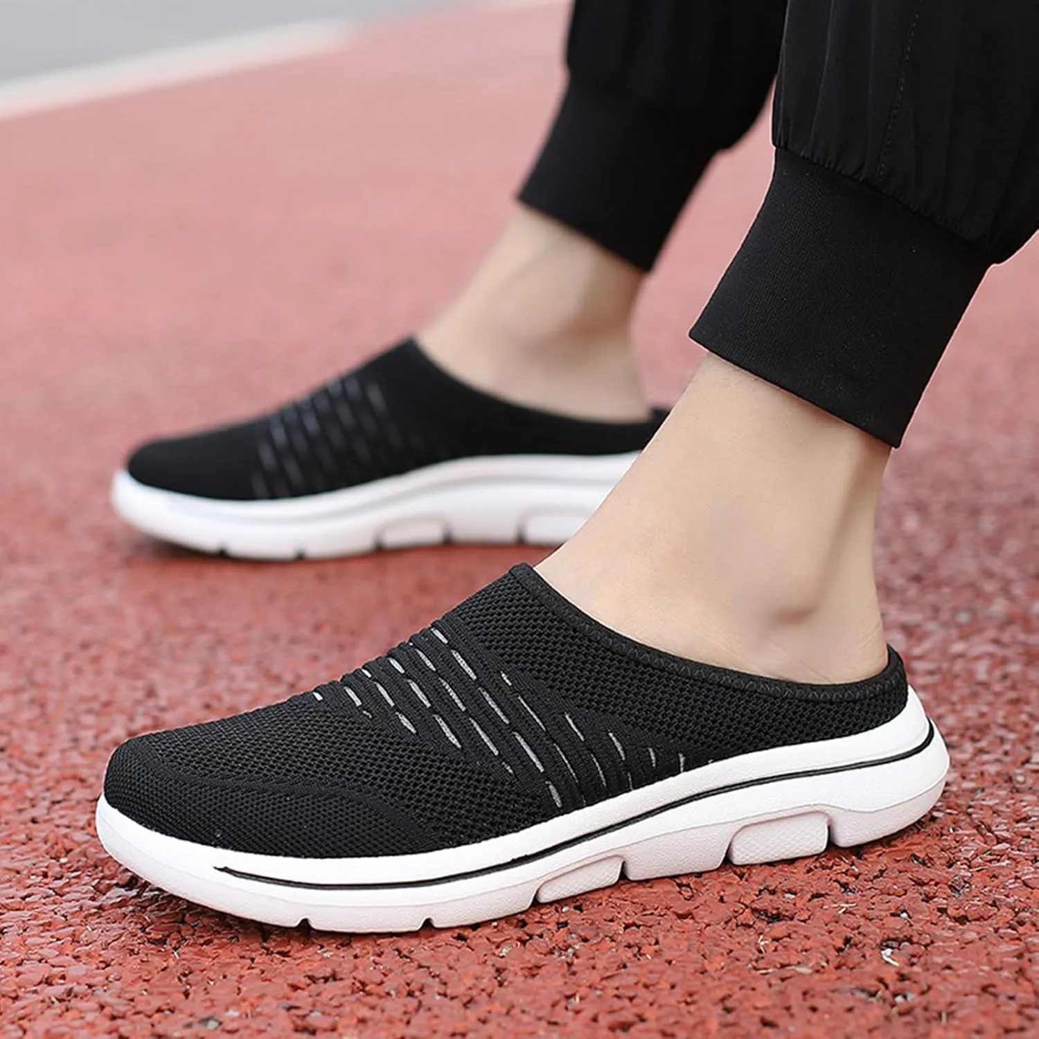 Womens Breathable Mesh Walking Mules Lightweight Breathable Slippers Mesh Slip-on Mule Shoes Orthopedic Closed Toe Sandal