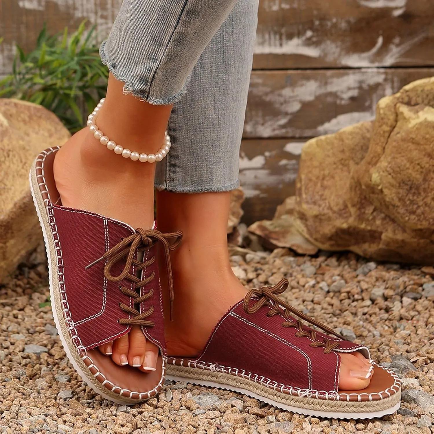 Women's Casual Flat Sandals Open Toe Strappy Comfortable Walking Shoes for Daily Wear Summer Beach Slip On Ankle