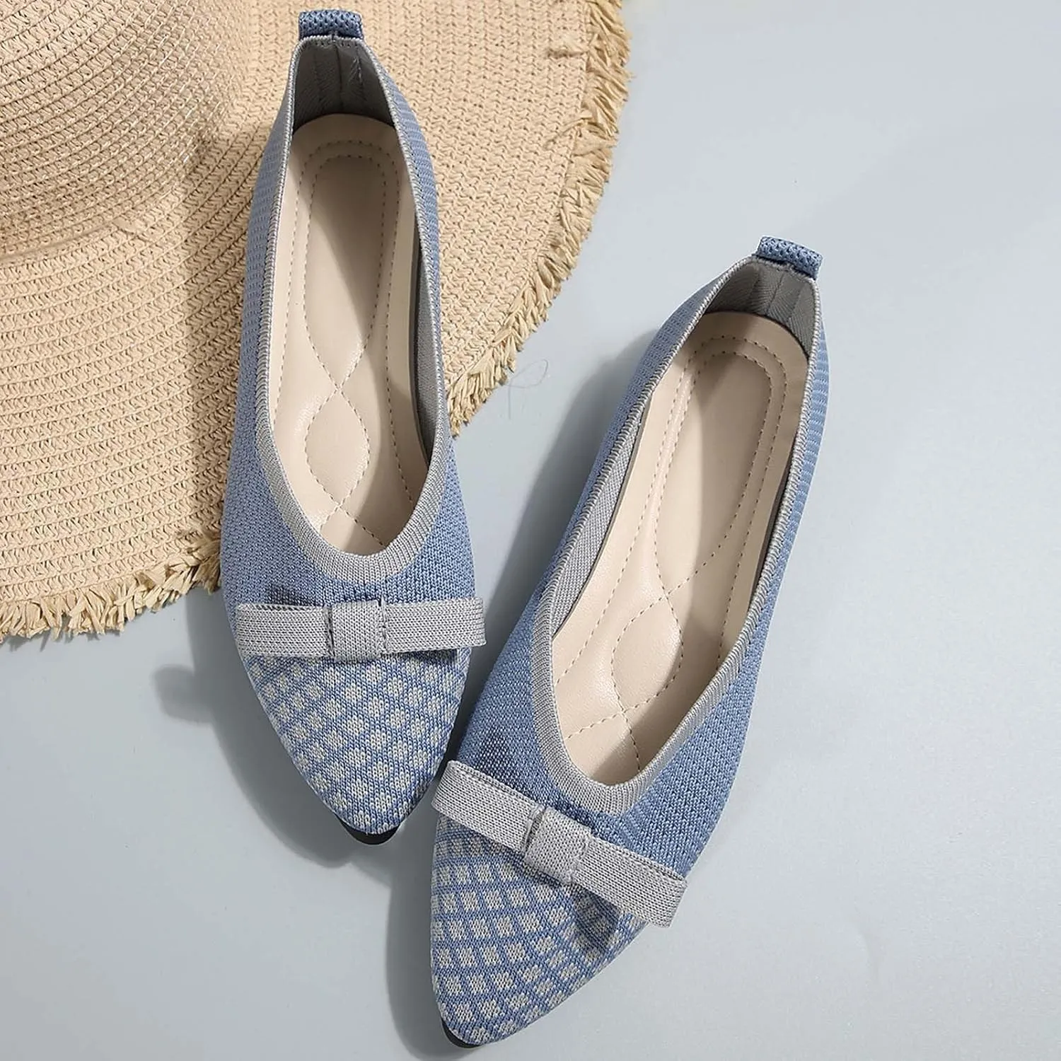 Women's Casual Pointed Toe Comfortable Slip On Ballet Shoes for Daily Wear with Skirt Outfits Spring Summer