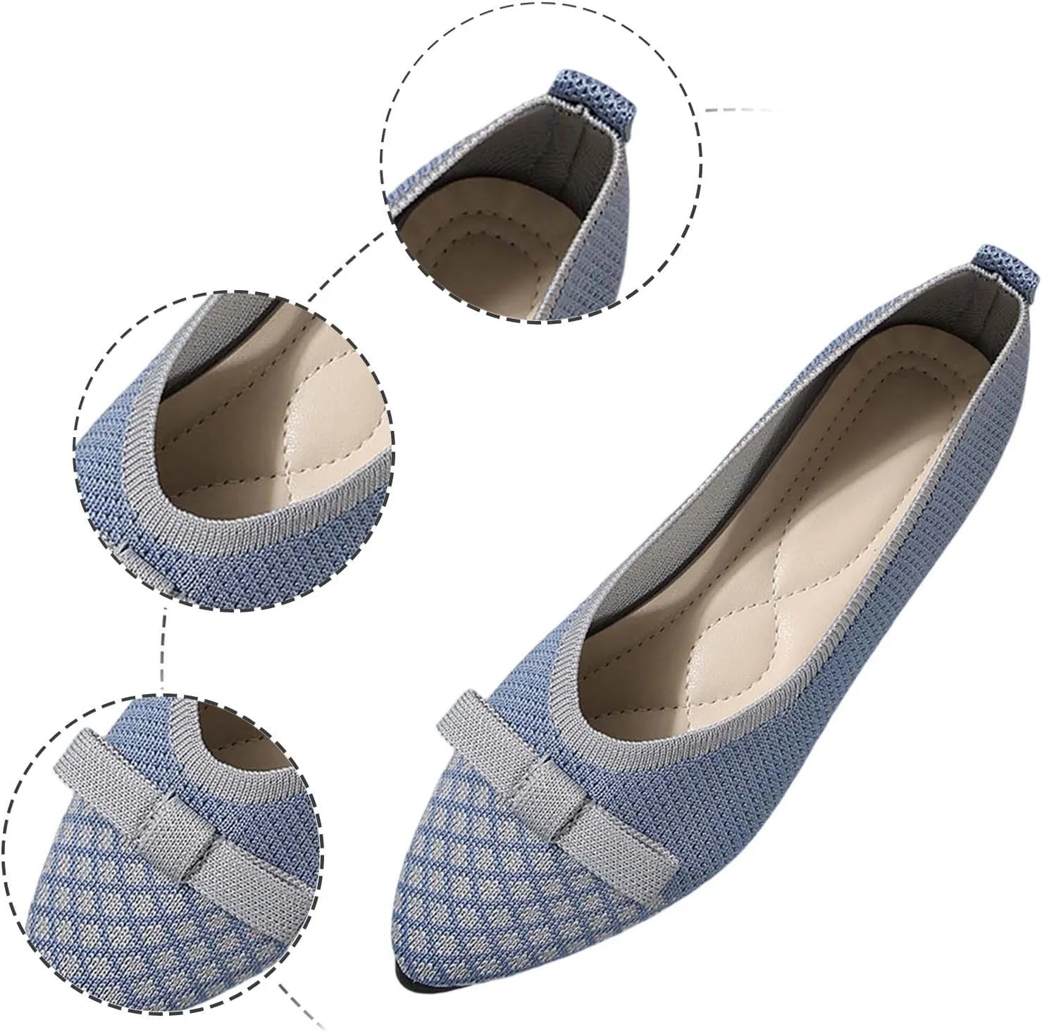 Women's Casual Pointed Toe Comfortable Slip On Ballet Shoes for Daily Wear with Skirt Outfits Spring Summer