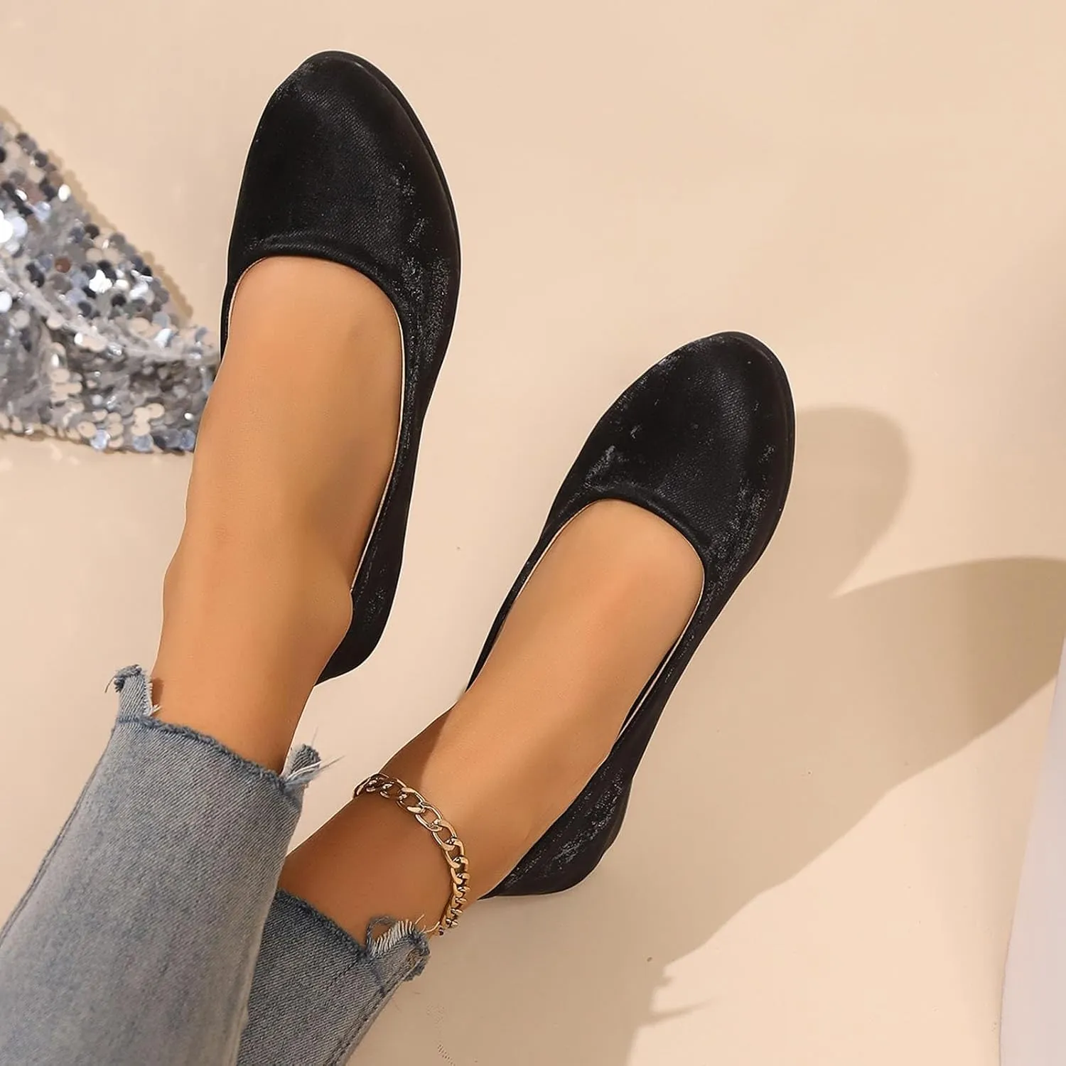 Women's Casual Shoes for Everyday Wear Sleek Satin Design Closed Toe and Heel Comfortable Wedge Wide Summer Shoe
