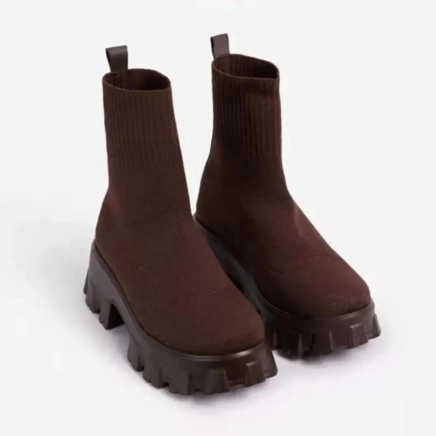 Women's Chelsea Boots Fall Winter Ankle Booties Fashion Slip on Platform Boots Anti-slip Lug Sole Chunky Bootie