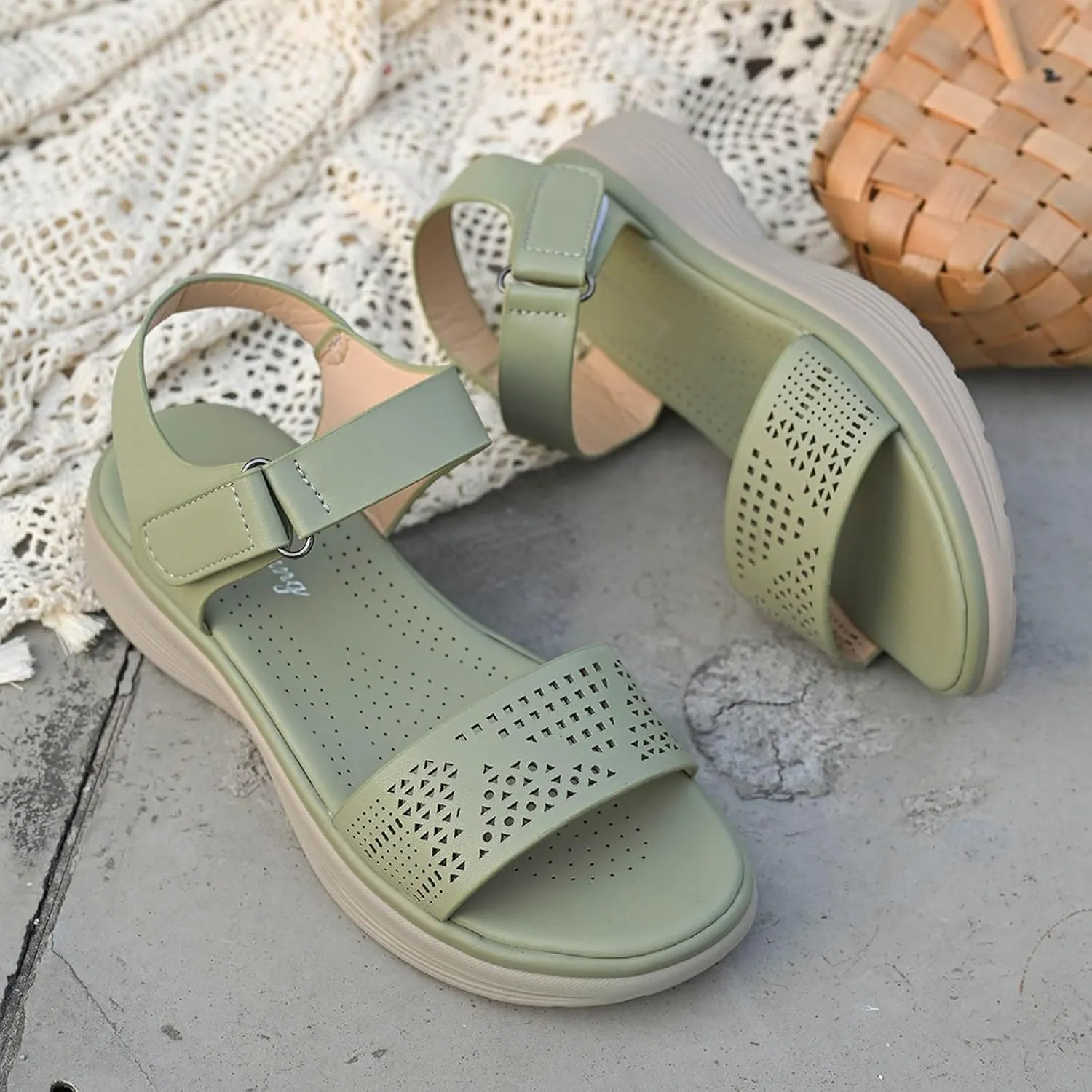 Women's Comfortable Walking Sandals Air Cushion Sport Slingback Elastic Band Platform Shoes Women Toe Ring Sandals